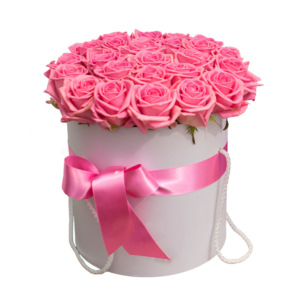 Цветы в коробке "Розовые Розы"